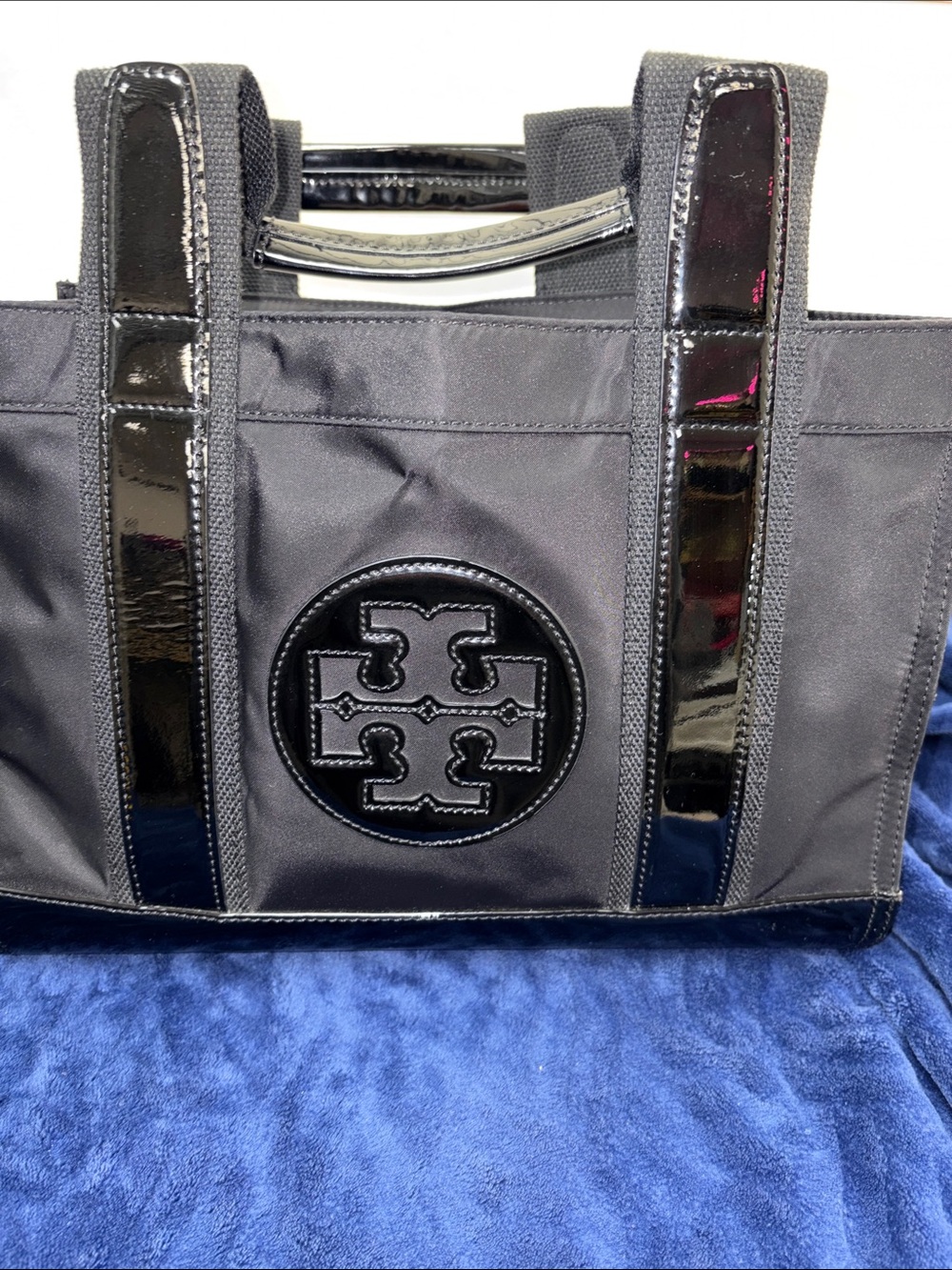 Tory Burch ELLA Patent and Nylon Open Tote PRISTINE